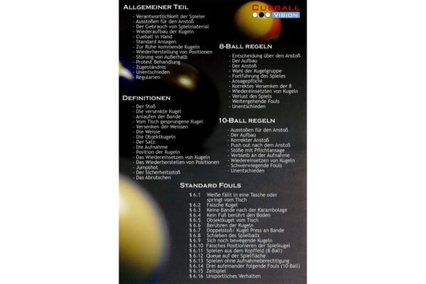DVD Pool Biliárd szabályok 8-Ball/10-Golyó